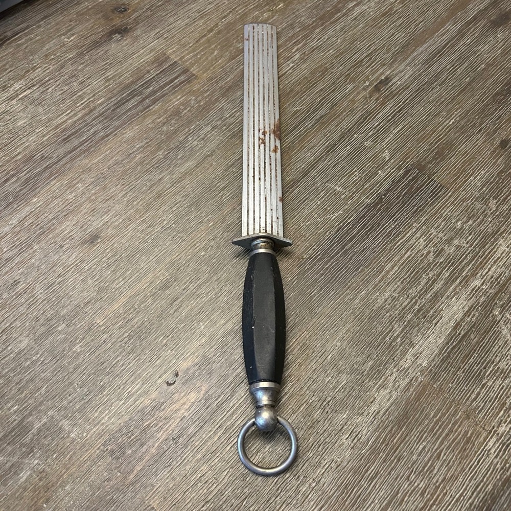 Vintage F. Dick Multi-Cut 11" Knife Sharpening Steel DBP Germany Butcher Tool
